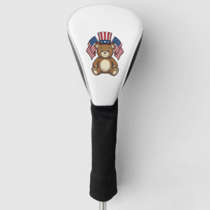 Vintage Patriotic Teddy Bear Vector Design_1 Golf Head Cover