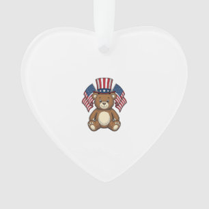 Vintage Patriotic Teddy Bear Vector Design_1 Ornament