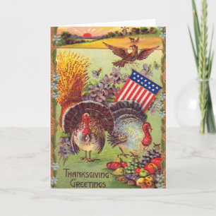 Vintage Patriotic Thanksgiving Greeting Card