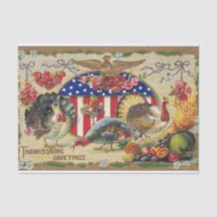Vintage Patriotic Thanksgiving Greetings Tissue Paper