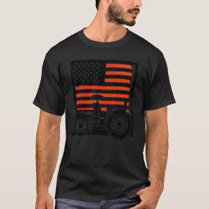 Vintage patriotic tractor on a farm  American flag T-Shirt