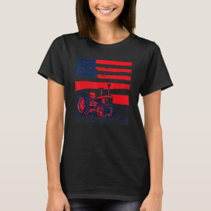 Vintage patriotic tractor on a farm American flag T-Shirt