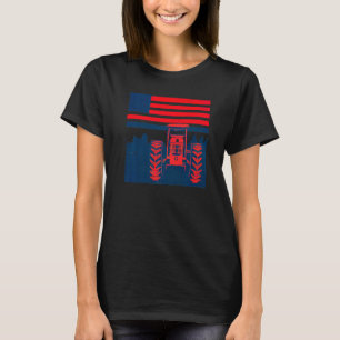 Vintage patriotic tractor on a farm  American flag T-Shirt