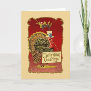 Vintage Patriotic Turkey Thanksgiving Card