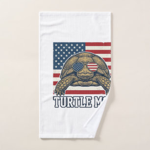 Vintage Patriotic Turtle Mum Shirt Design_1 Hand Towel