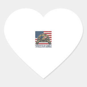 Vintage Patriotic Turtle Mum Shirt Design_1 Heart Sticker