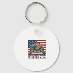 Vintage Patriotic Turtle Mum Shirt Design_1 Key Ring