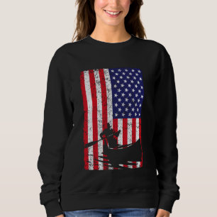 Vintage Patriotic UAS American Flag Kayak Boat Kay Sweatshirt
