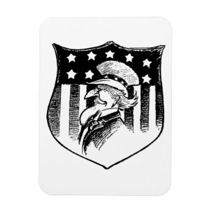 Vintage Patriotic Uncle Sam and American Flag Magnet