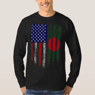 Vintage Patriotic Usa Bangladesh Flag Distressed T-Shirt