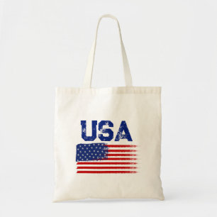 Vintage Patriotic USA Flag Graphic T-Shirt Tote Bag