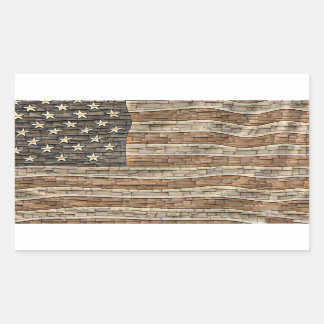 Vintage Patriotic USA Flag on Stone Wall Rectangular Sticker