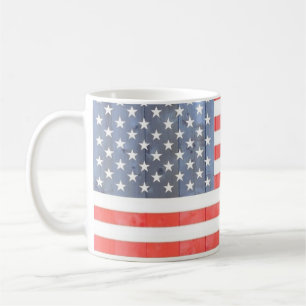 Vintage Patriotic USA Flag on Wooden Fence Coffee Mug