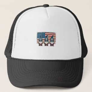 Vintage Patriotic USA Gnomes White Shirt Design_1 Trucker Hat