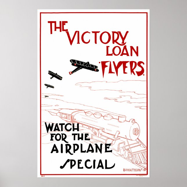 Vintage Patriotic, Victory Loan Flyers Aeroplanes Poster (Front)