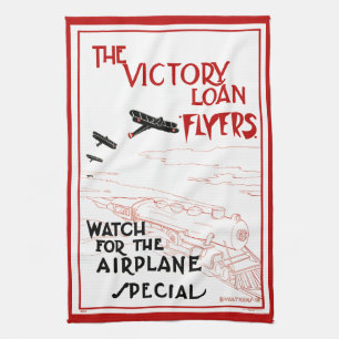 Vintage Patriotic, Victory Loan Flyers Aeroplanes Tea Towel