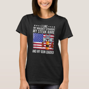 Vintage Patriotic Whiskey Steak Guns Freedom Whisk T-Shirt