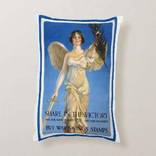 Vintage Patriotic Woman Angel, Buy War Bonds Decorative Cushion
