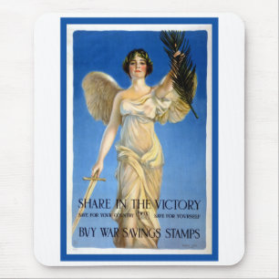 Vintage Patriotic Woman Angel, Buy War Bonds Mouse Pad