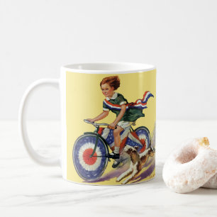 Vintage Patriotism, Girl Riding a Patriotic Bike Coffee Mug