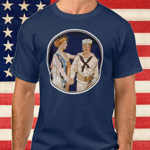 Vintage Patriotism, Lady Liberty with Navy Seaman T-Shirt