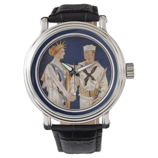 Vintage Patriotism, Lady Liberty with Navy Seaman Watch (Front)