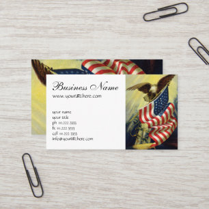 Vintage Patriotism, Patriotic Eagle American Flag Business Card