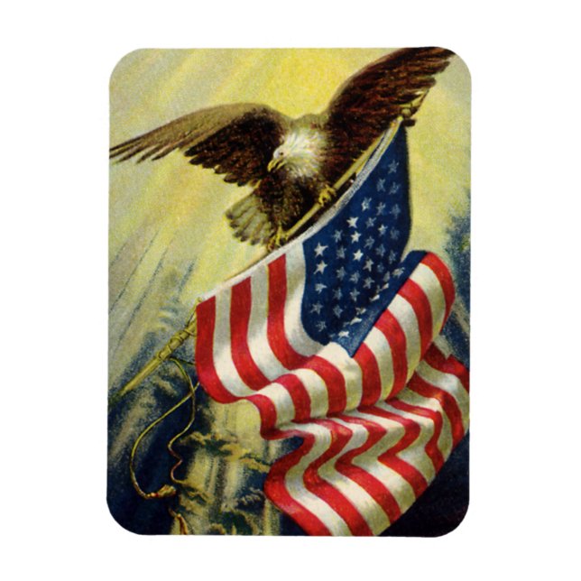 Vintage Patriotism, Patriotic Eagle American Flag Magnet (Vertical)