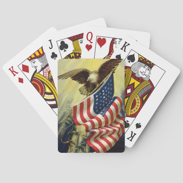 Vintage Patriotism, Patriotic Eagle American Flag Playing Cards (Back)