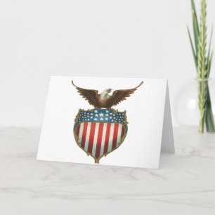 Vintage Patriotism, Proud Eagle over American Flag Card