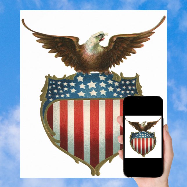 Vintage Patriotism, Proud Eagle over American Flag Poster (Creator Uploaded)
