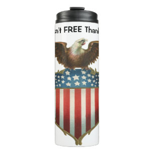 Vintage Patriotism, Proud Eagle over American Flag Thermal Tumbler