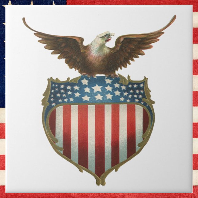 Vintage Patriotism, Proud Eagle over American Flag Tile (Creator Uploaded)