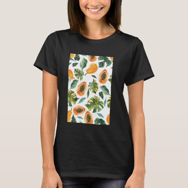 Vintage Pattern Art Papaya Fruit T-Shirt (Front)