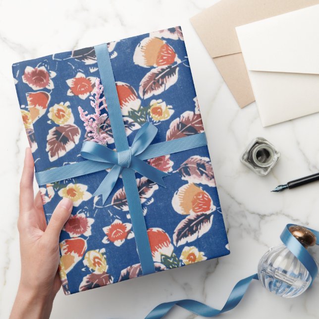 Vintage Pattern Bingata: eggplant Wrapping Paper (Gifting)