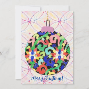 Vintage Pattern Christmas Ornament Art Flat Holiday Card