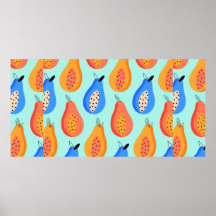 vintage pattern. Cute citrus summer fruit. illustr Poster