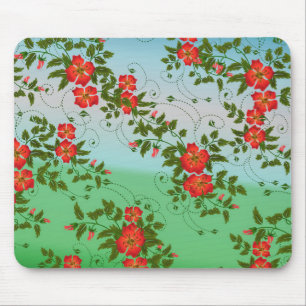 Vintage Pattern Elegant Red Roses Mouse Pad