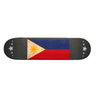 Vintage Pattern Filipino Flag Skateboard