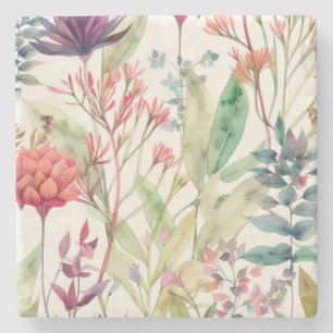 vintage pattern floral stone coaster