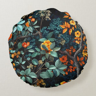 Vintage Pattern Forest Floral Round Cushion