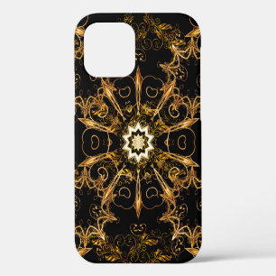 Vintage pattern. Golden grid. Snowflake, Christmas iPhone 12 Case