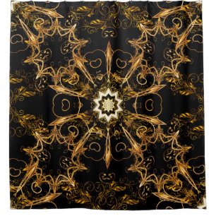 Vintage pattern. Golden grid. Snowflake, Christmas Shower Curtain