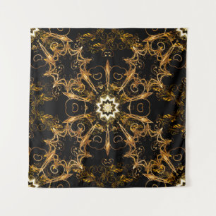 Vintage pattern. Golden grid. Snowflake, Christmas Tapestry