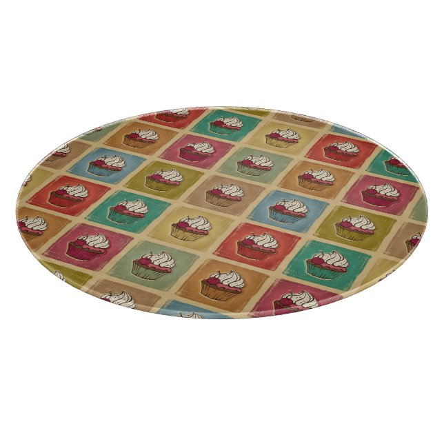 Vintage pattern made of cupcakes cutting board (Corner)