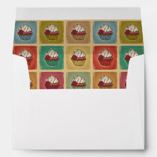 Vintage pattern made of cupcakes envelope