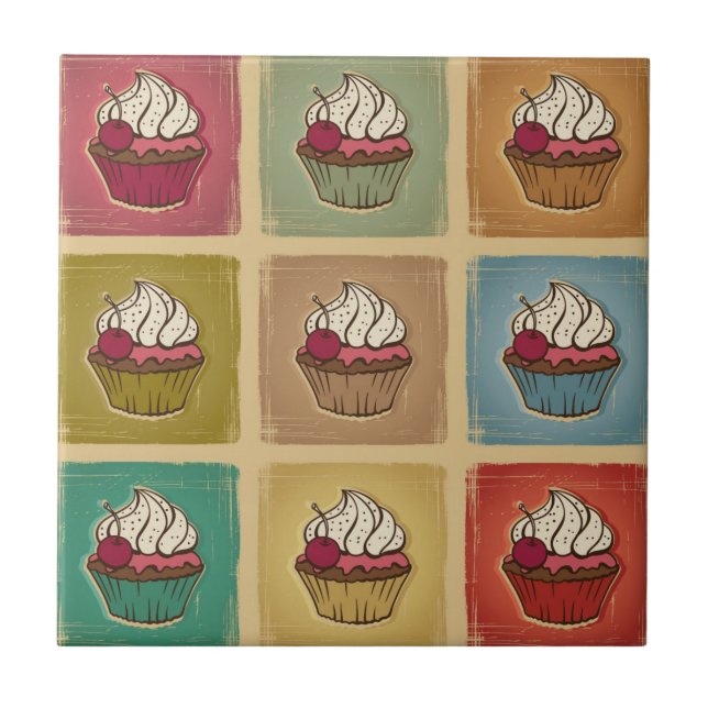 Vintage pattern made of cupcakes tile (Front)