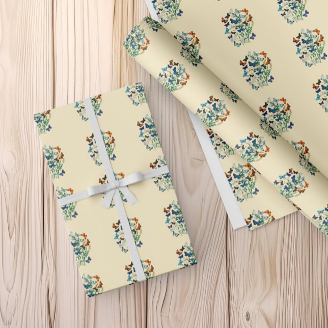 Vintage pattern of flowers and butterflies wrapping paper (Creator Uploaded)