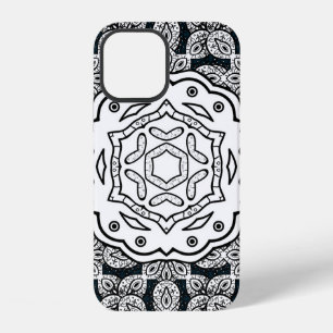 Vintage pattern on blue background with white elem iPhone 12 case