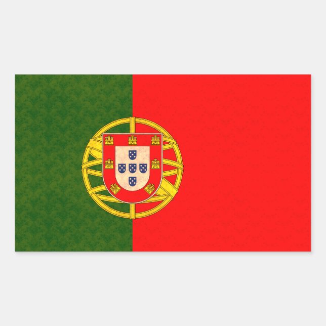 Vintage Pattern Portuguese Flag Rectangular Sticker (Front)